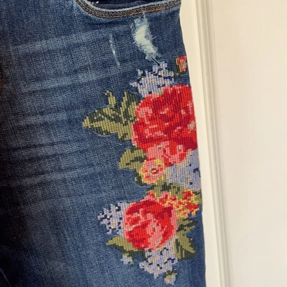 Kut floral Reese ankle straight jean sz 6